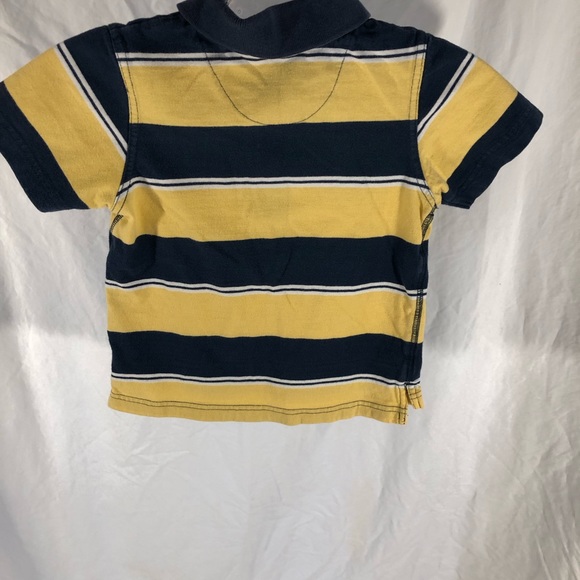 Boys 4T Place Athletics Dept polo t-shirt yellow and blue rugby stripes - Picture 3 of 8